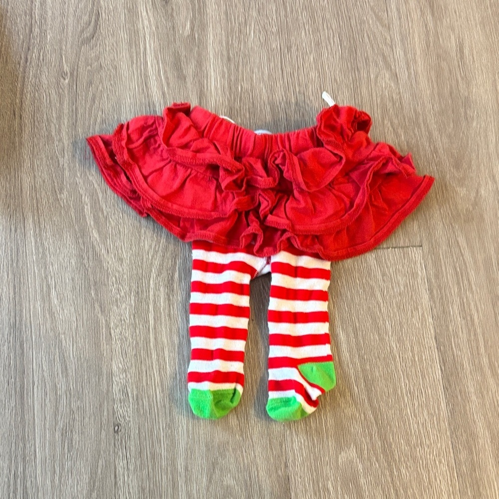 Mud Pie Red Ruffled Tutu with Striped Socks